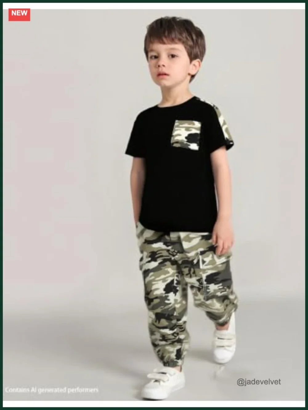 Boys 2PC Outfit Set Short Sleeve Tee Camo Cargo Pants Tracksuit